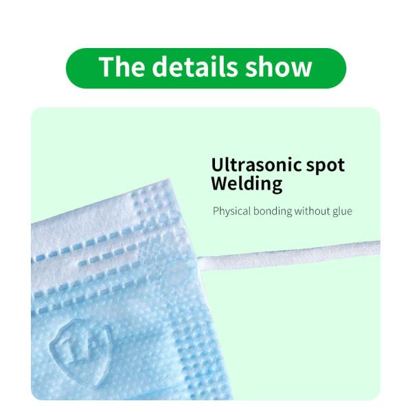 Blue Non Woven No Irritation 3 Ply Individual Packaging Face Masks