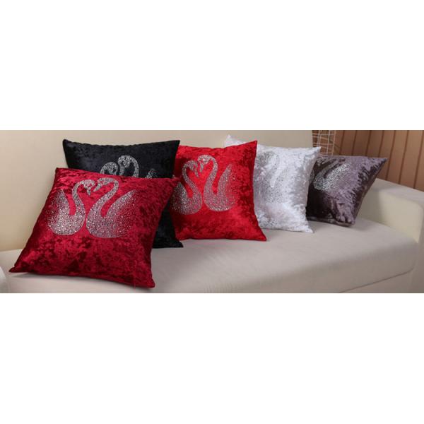Custom Logo 3 Colors Soft Velvet Cushion Cover With Diamond Square Pillowcase