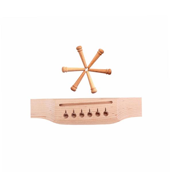 Professional Maple Wood Acoustic Guitar Bridge Pins And Saddle 6 Pins