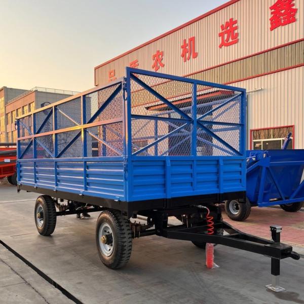 Heavy Duty Farm Trailer For Agricultural Transport Blue Four Wheel 6t