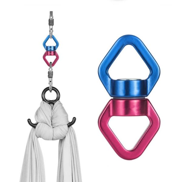 Rotational device, snap hook safest swing swivel (30 kn) with 2 carabiners for web tree swing, rope climbing hammock