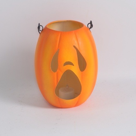 Halloween Pumpkin Light Shape Electric Lantern Orange White Ghost Face