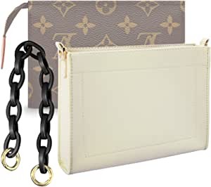 LV Toilet Pouch 26 Ladies Wallet Purse With Black Chain Gold Buckle