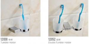 China Polished Tunbler Cup Holder Metal Bathroom Accessories Zinc Tumbler Brush Holder on sale