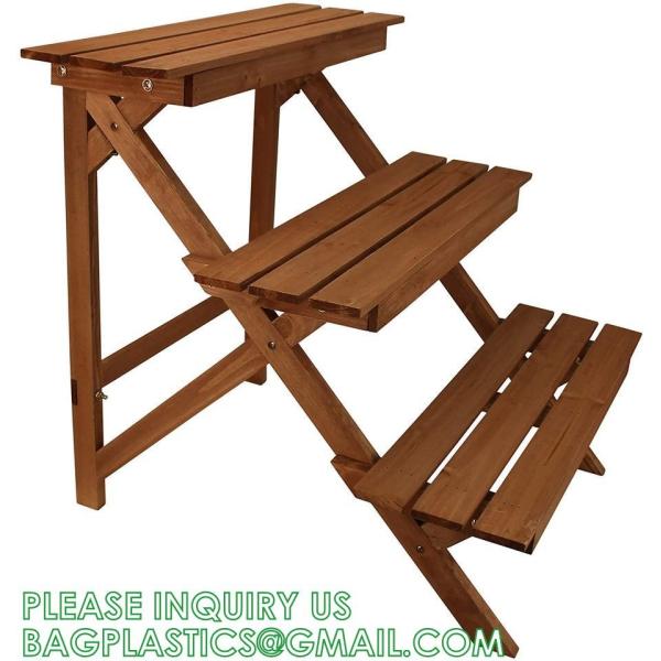 Wood Plant Stand Ladder Plant Shelf, Flower Pot Display Rack Freestanding Planter Holder for Organizer Multiple