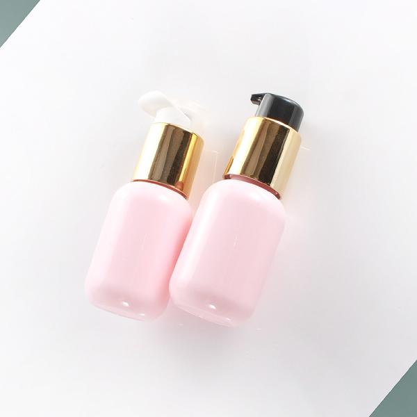 60ml Pink Round Cosmetic Lotion Bottle Electroplating Golden Pump