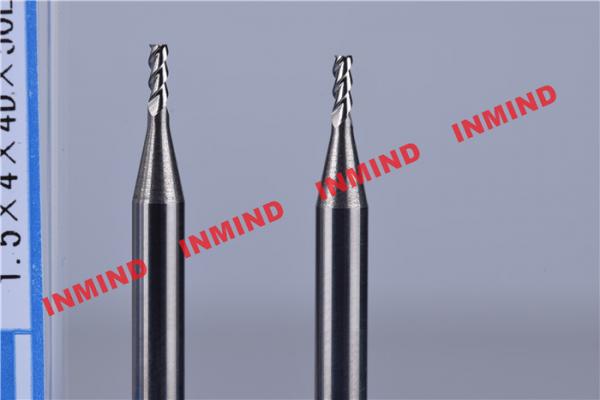 1.5 mm Dia 3 Flute End Mill For Aluminum , Bright Surface 4 mm Cutting Length