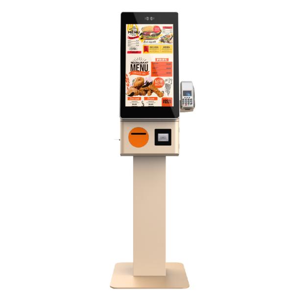 23.8 Inch Free Standing Touch Self-Service Food Ordering Kiosk Indoor Restaurant