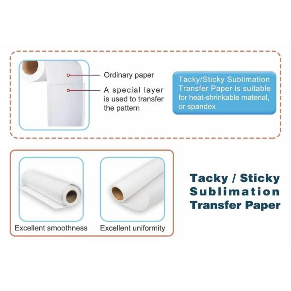 Matte Surface Sublimation Heat Transfer Paper 100GSM 44 / 64 Inch