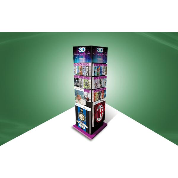 Four Face Show Cardboard Display Stands , Floor Standing Display Units To 3d Poster Cards