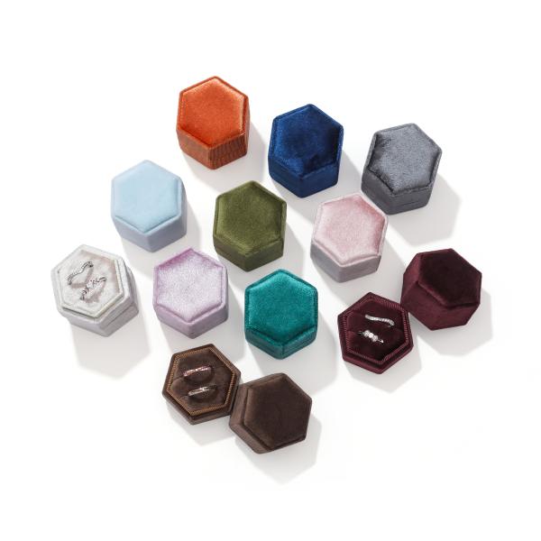 Jewelry Box Square Velvet Ring Box Retro Double Ring Box Flannel Earring Jewelry Box Jewelry Packaging Box