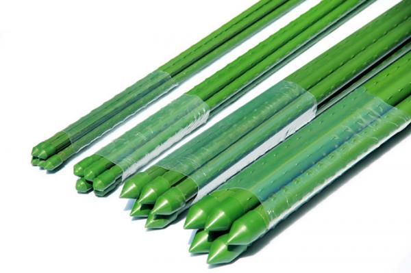 Green Steel Garden Stakes PE Plastic Coated 8mm Diameter , 60cm Length Plant support Steel with plastic coated