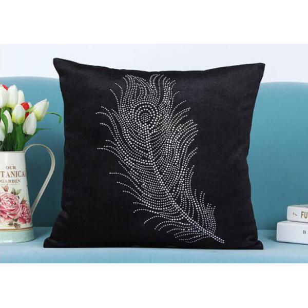 Custom Unique Creative Shiny Diamonds Logo Black Soft Velvet Cushion Pillowcase