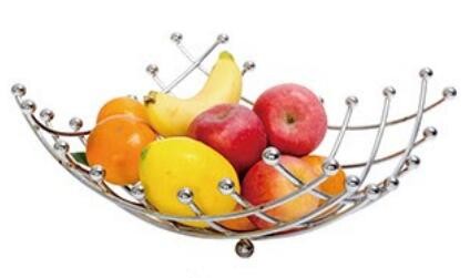 Kitchen accessory Modern Europe Design Chrome Wire Metal Fruit Basket Stand