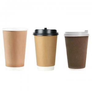  Disposable PE Foil Stamping Hot Coffee Paper Cup 8oz 10oz 12oz With PS Lid Manufactures