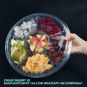 China Round Disposable Clear Plastic Fruit Platter Trays Clear Fruit Platter For Sliced Fresh Fruit Delivery Tray With Lid on sale