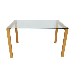 Clear OEM Tempered Glass Dining Table With 60x60mm Aluminum Plate