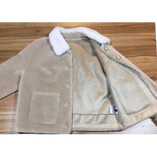 Fashionable Faux Shearling Fur Coat Winter Beige Fur Leather Jacket Womens
