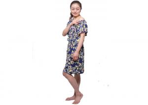  Printing Crinkled Ladies Satin Pyjamas Short Dress With Smocked At Shoulder Manufactures