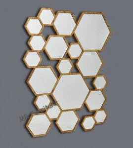 Mixed Hexagon Metal Mirror Wall Decor Silver / Gold Color Optional