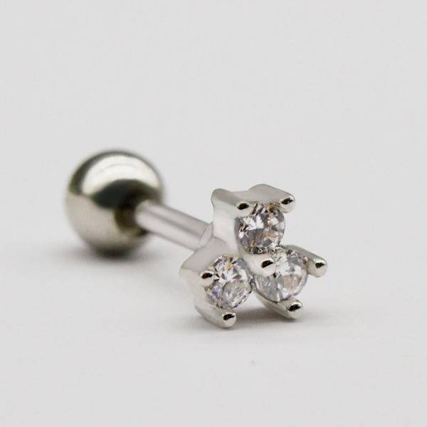 ODM Flower Women'S Silver Stud Earrings Round Zircon Stone Helix Piercing Jewelry