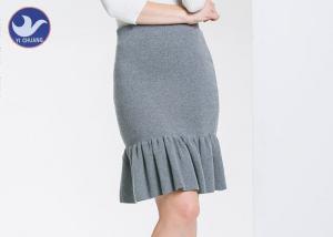 Cotton Frilled Hem Wrap Womens Knit Skirt / Lady Pencil Ruffle Skirt Knee Length Manufactures
