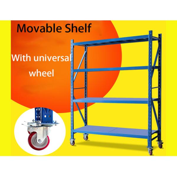Light Duty Warehouse Storage Shelves Movable Shelving Units With Universal Wheel / Brake