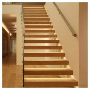 China Solid Wood Floating Staircase , Timber Steps Indoor Wood Stairs on sale
