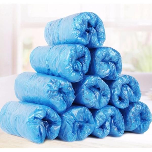 PE CPE Plastic Disposable Shoe Covers Footwear Smooth Surface 39X15cm