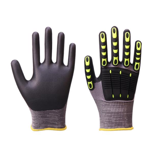 TPR Silicon Rubber Anti Vibration Gloves with Nitrile Foam Coating and EN388 Certified for Safety Work
