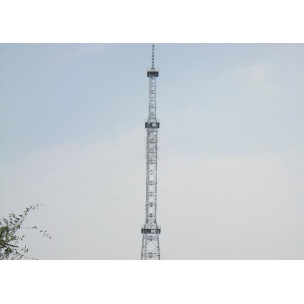 High Wind Speed Tv Antenna Pole Towers , 50m Silver Television Antenna Tower