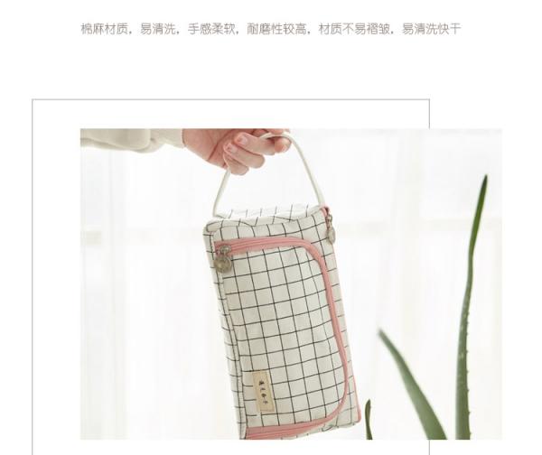 Washable Large Capacity Canvas Pen Bag Embroidery Printing 21 * 7 . 5 * 5CM