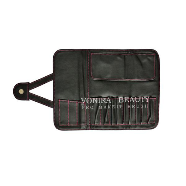 12 Slots Black Faux Leather Cosmetic Makeup Brushes Roll Bag Pouch Pen Case Holder