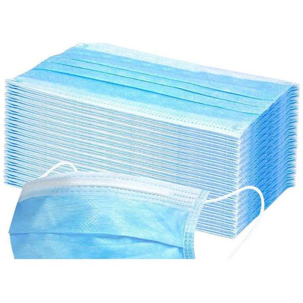 Non Irritating 3 Ply Disposable Face Mask , Hypoallergenic Disposable Blue Mask