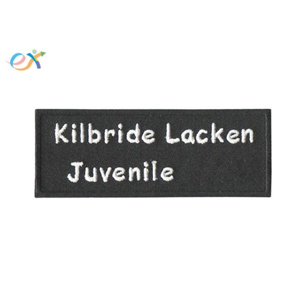 Black Bottom White Words Embroidered Fabric Patches Polyester Material