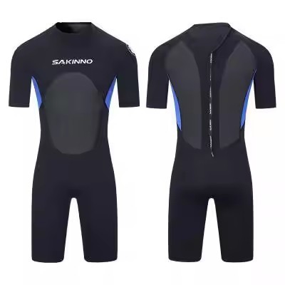 Customized 3mm Short Sleeve YKK Zipper Neoprene Wetsuit For Scuba Diving