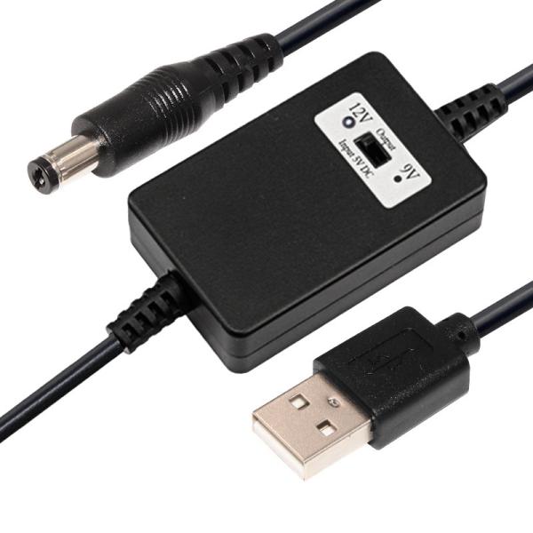 5V to 12V USB DC Converter Cable with 5.5x2.1mm Plug