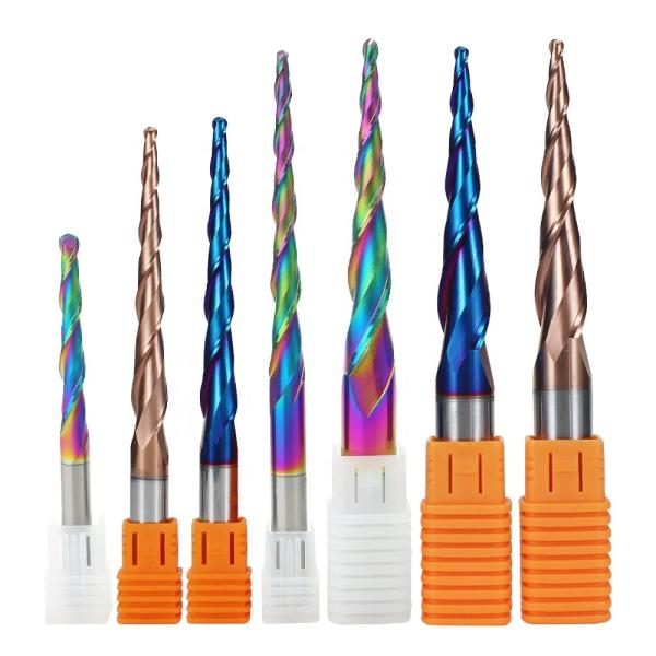 Hot Sale Carbide Inserts 2 Flute Taper Ball Nose End Mill for Wood Carving CNC Router Machine Milling Cutter