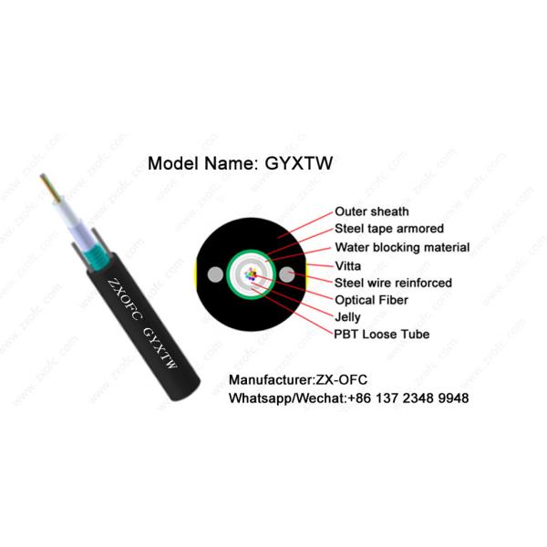 Singlemode GYXTW 12core Armoured Fiber Optic Cable G652D