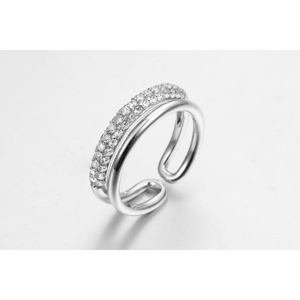 2.31g Circle Round Engagement Ring With Halo CZ 925 Silver