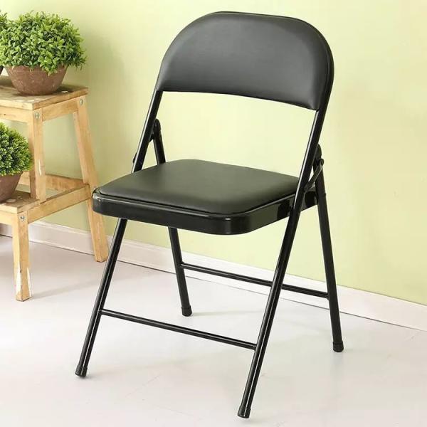 Antirust Outdoor PU Leather Metal Frame Folding Chair 240 Pounds Weight