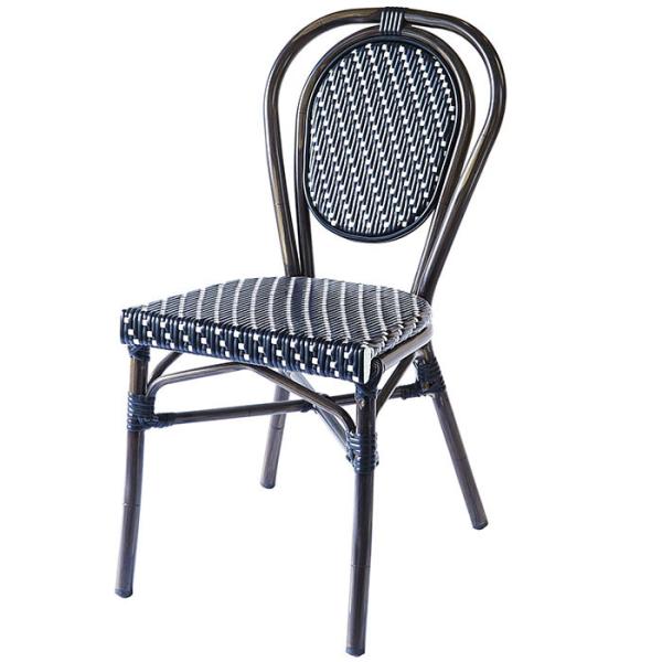 1.5mm Thick Aluminium Tube Black Bistro Dining Chairs