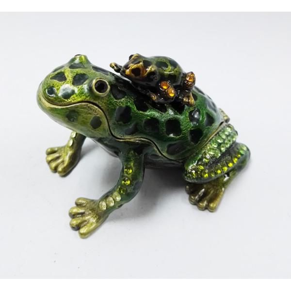 Baby Mum Frog trinket jewelry box metal frog trinket box treasure box metal jewelry box