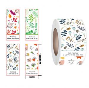  Plant Flower Pattern Rectangular Adhesive Label Sticker 40*100mm for Gift Box Manufactures