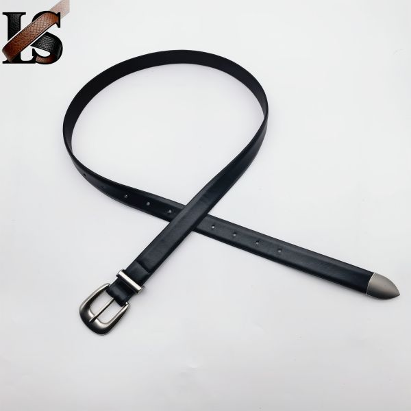 Unisex Black Vintage Casual Style Ladies PU Leather Belt Alloy Buckle Waist Belts
