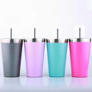  20 oz Custom private label stainless steel double wall bubble tea reusable cup with straw Manufactures