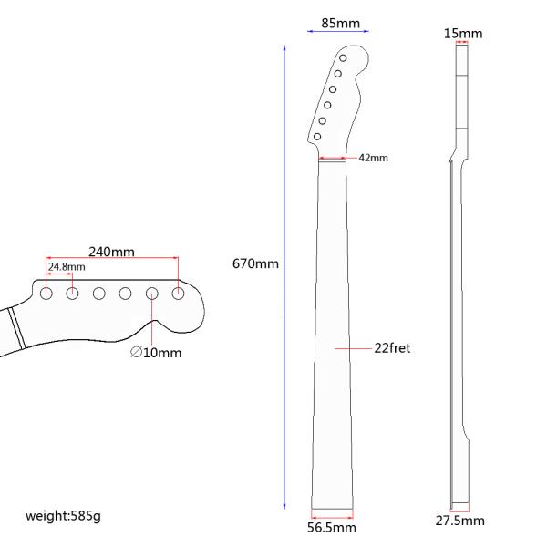 22 Frets Guitar Neck