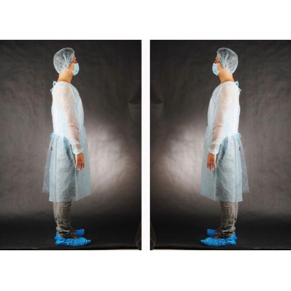 White Color Impervious Disposable Gowns Polypropylene Material With Elastic Cuff