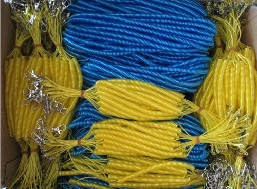Fahionable tranpsarent slim coil chain stainless steel wire cord inside tool lanyards