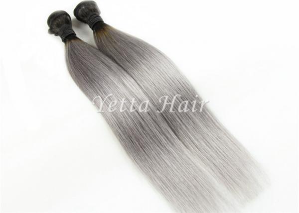 Quality Two Tone Color Peruvian Human Hair Extensions Ombre With Gray Straight for sale